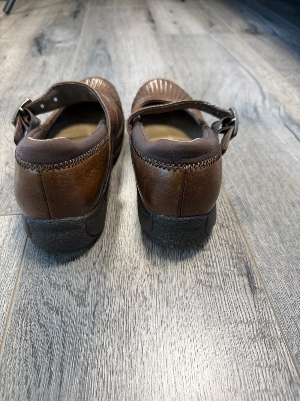 Dansko Brown Mary Jane Flats with Buckle Strap